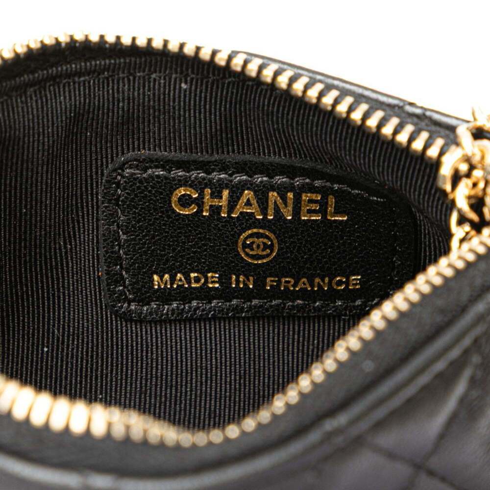 CHANEL Authentic Black Lambskin Leather Logo Wallet - Picture 10 of 13